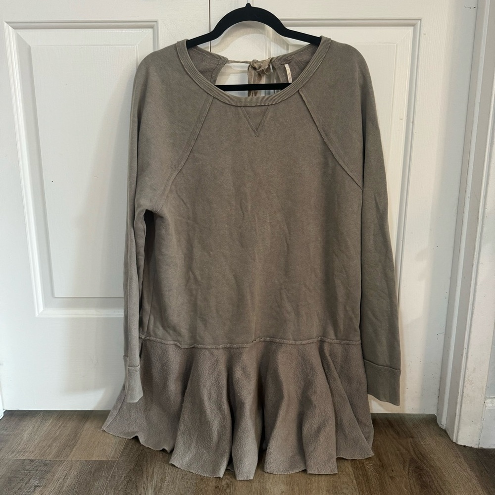 Free People Fleece Gray/Brown Dress Size S